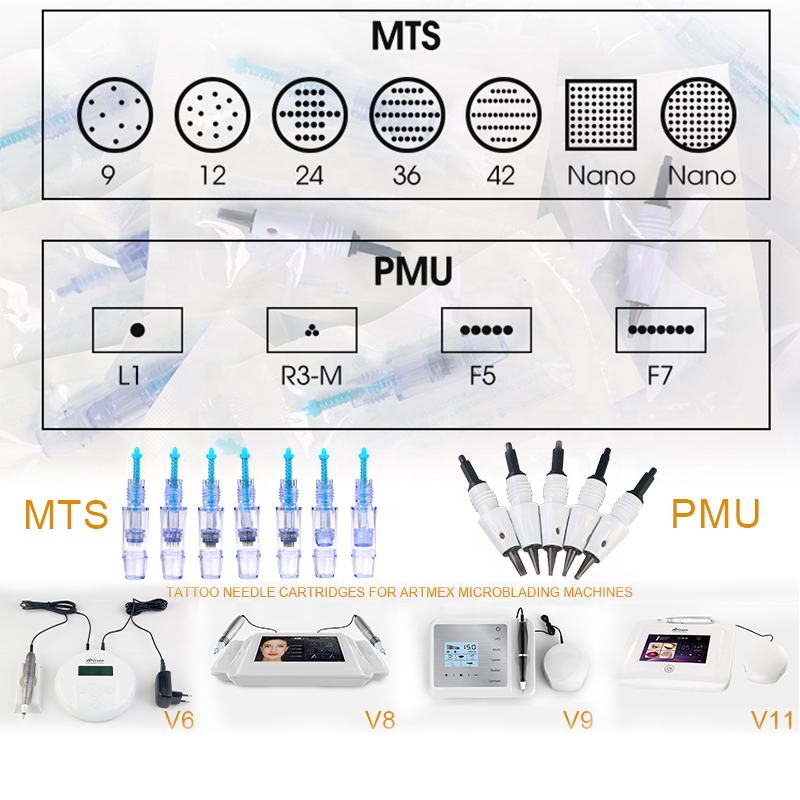 PMU & MTS tattoo cartridge needle permanent makeup cartridge micro needles For microblading pigment Dermapen tattoo machine gun