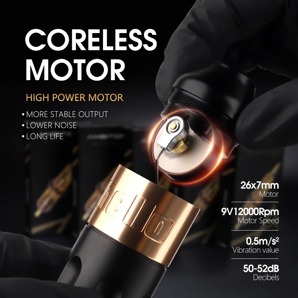 Ambition Hello 3.5mm/4mm Stroke Powerful Coreless Motor RCA Interface Professional Short Rotary Tattoo Pen Machine for Body Art