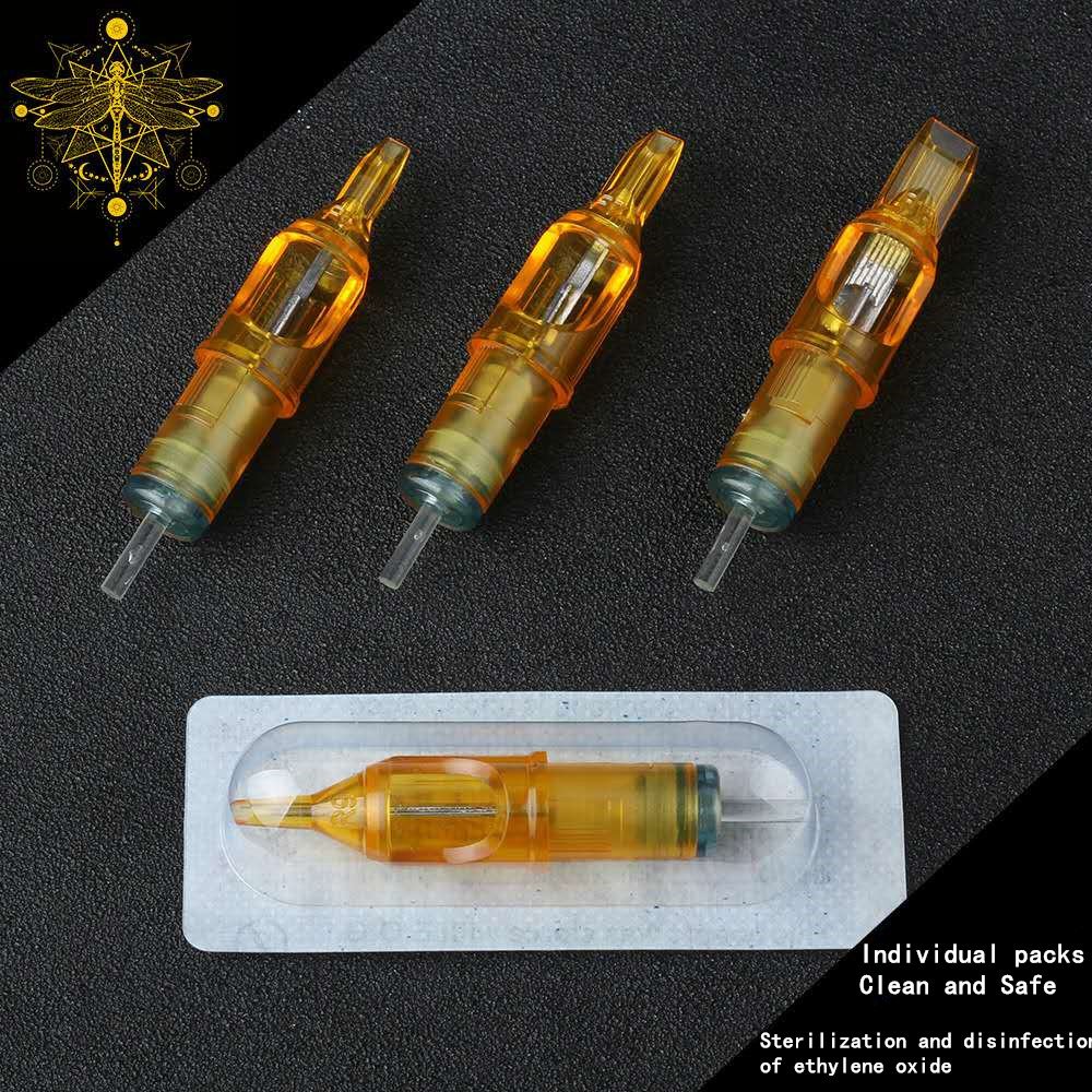Hadiyah 20Pcs/box Yellow Dragonfly Tattoo Cartridge Needle RL RM RS M1 For Tattoo Machine Pen Permanent Makeup Eyebrow Beauty