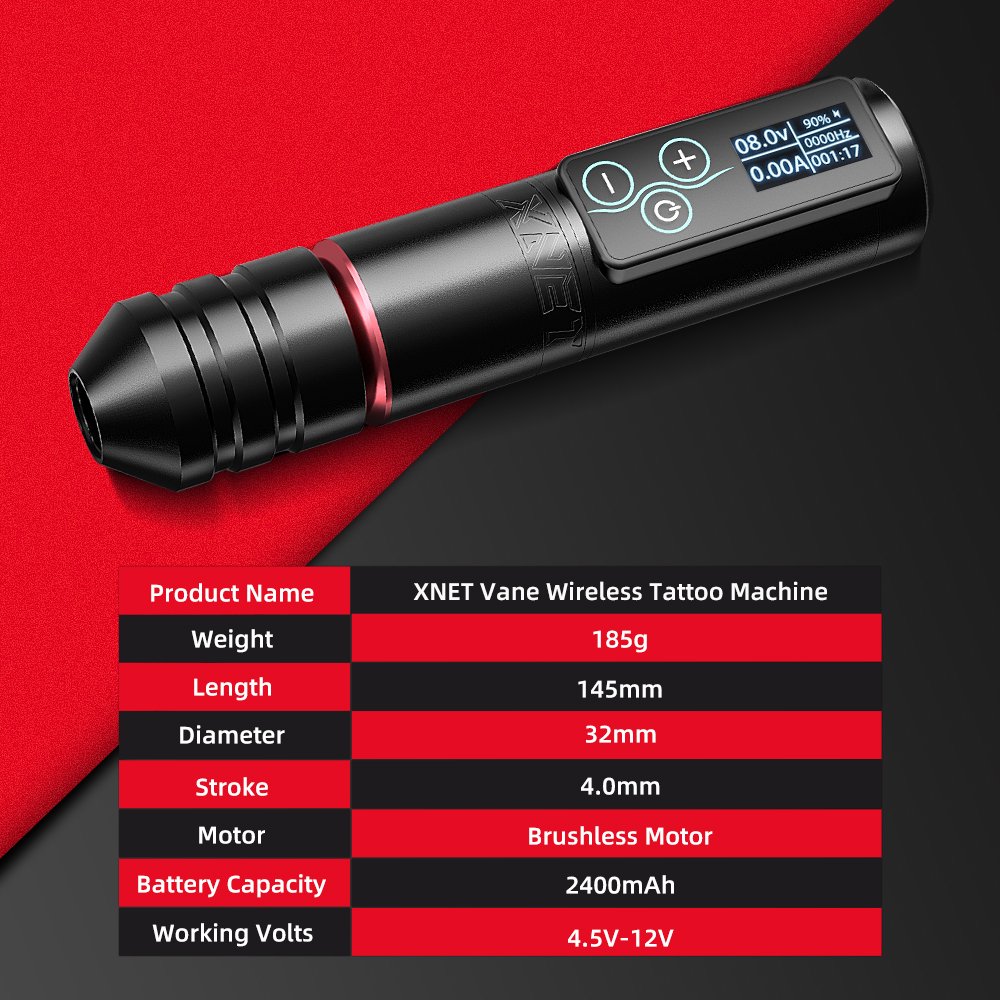 XNET VANE 2400mAh Touch Screen Battery Powerful Brushless Motor Wireless Tattoo Pen Machine for Body Art