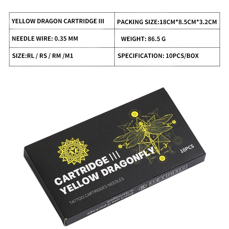 Yellow Dragon Cartridge III Disposable And Permanent Tattoo Needle Professional Cartridge Makeup Needles for tattoo pen machine