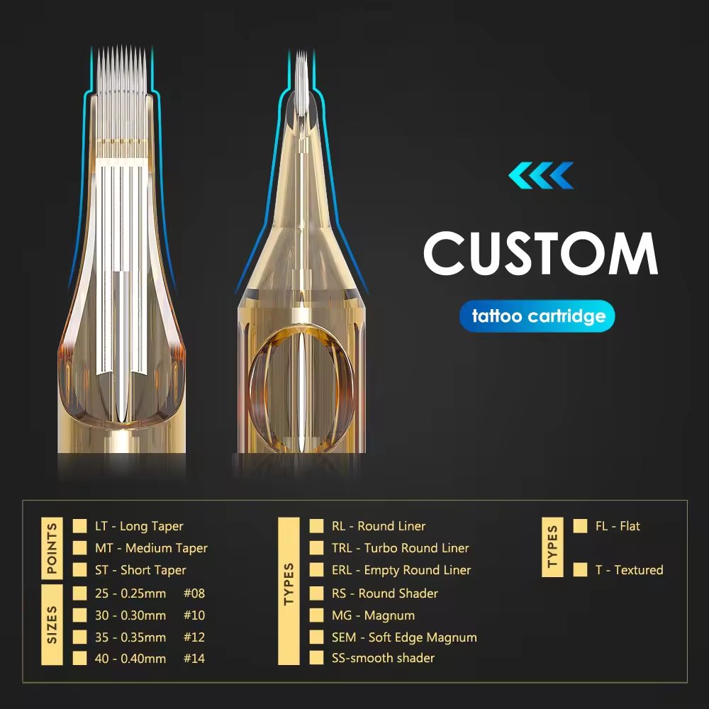 Wholesale Custom Ambition 20pcs RL RS M1 RM 0.25mm 0.3mm 0.35mm Disposable Sterilized Safety Premium Tattoo Cartridges Needles