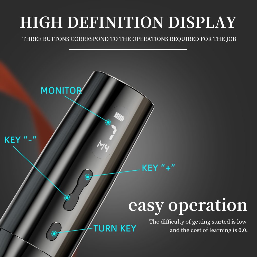 Newest 1200Mah Rechargeable Portable Lightweight Digital Display Wireless Battery Tattoo Machine Rotary Tattoo Pen For Body Art