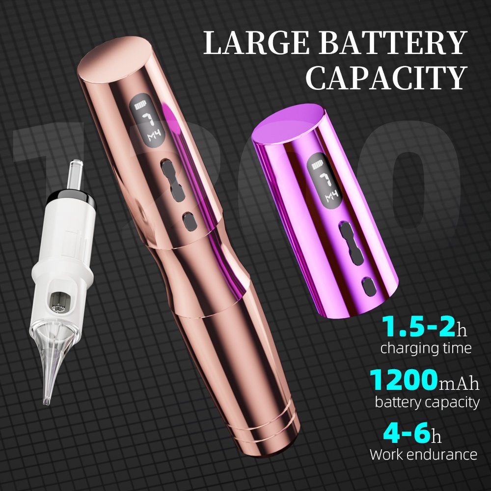 Newest 1200Mah Rechargeable Portable Lightweight Digital Display Wireless Battery Tattoo Machine Rotary Tattoo Pen For Body Art