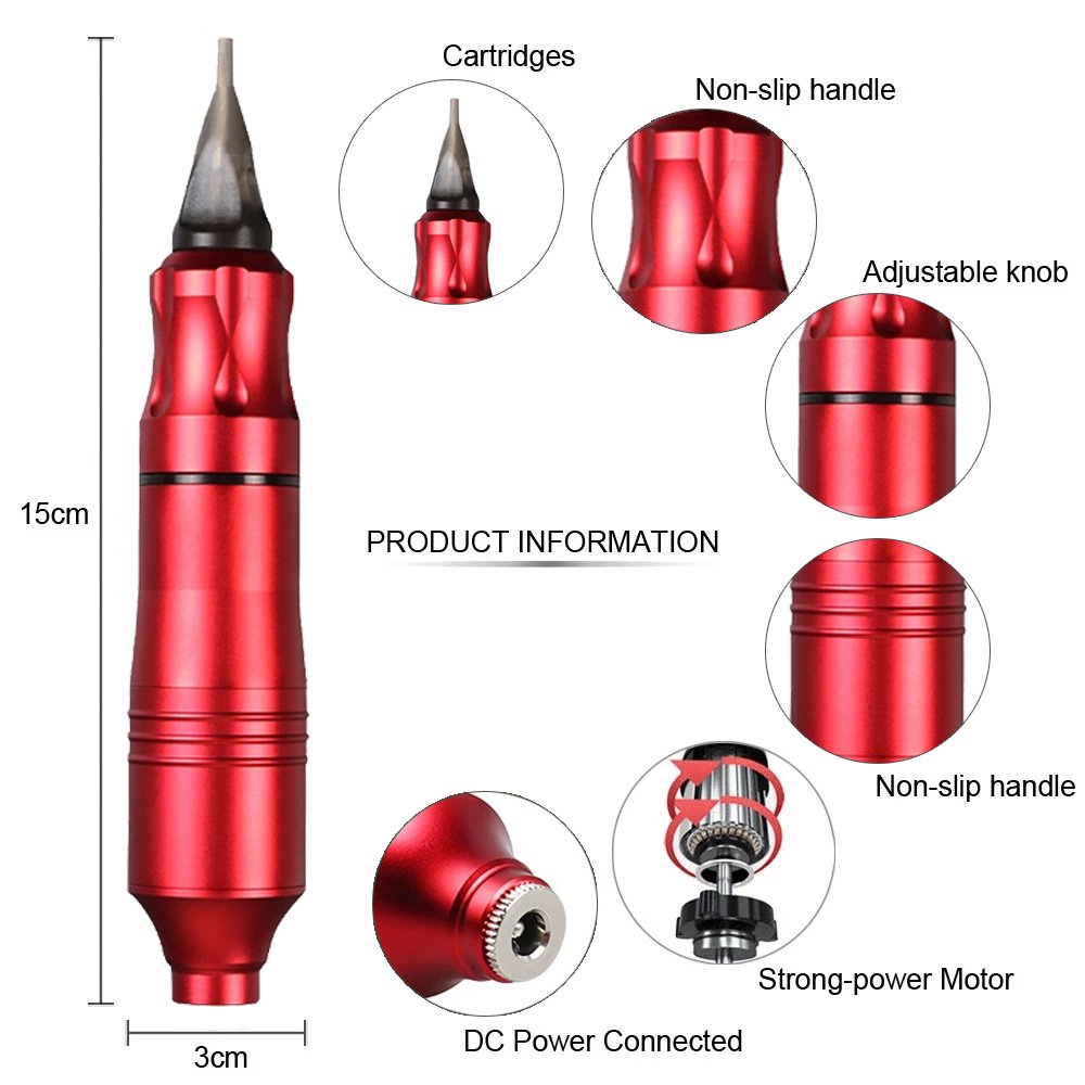 Kissure Complete Tattoo Machine Set Rotary Gun Tattoo Pen Power Supply Cartridges Needles Permanent Makeup Machine Accessories
