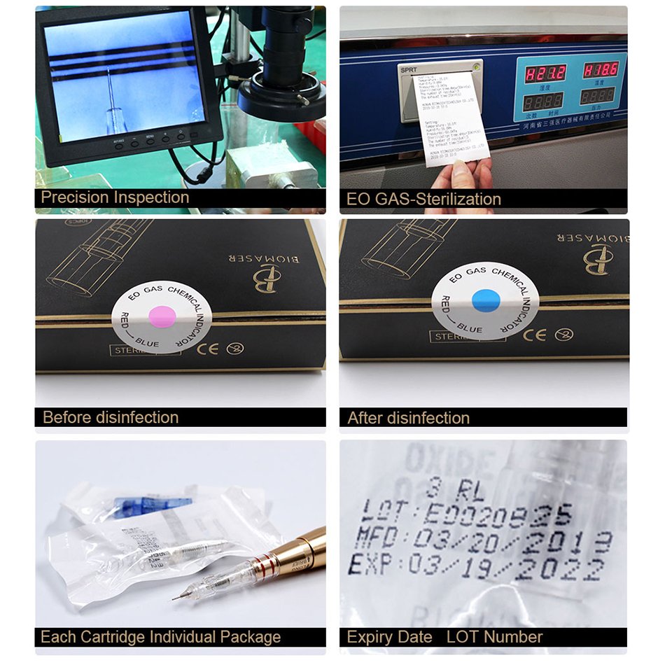 10PCS BIOMASER Tattoo Needles Disposable Permanent Makeup Cartridge Needle For Machine Eyebrow Tattoo Lip With 1R,2R,3R,5R