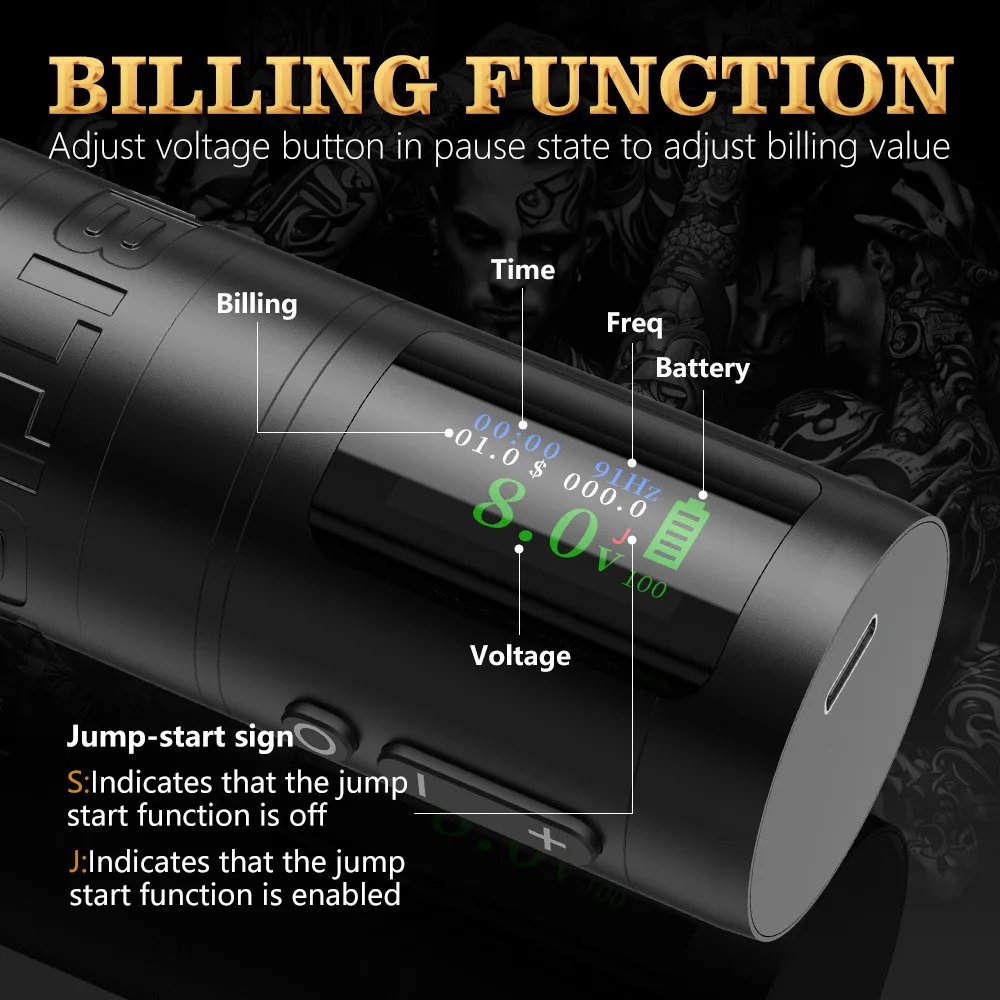 Ambition Ninja Ultra 3.5mm/4.0mm Stroke Straight Rod Professional Wireless Tattoo Pen Machine Gun with Billing for Body Art