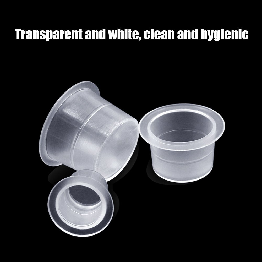1000/Pack S/M/L Size White Plastic Disposable Ink Cups Professional Microblading Permanent Makeup Clear Tattoo Ink Caps