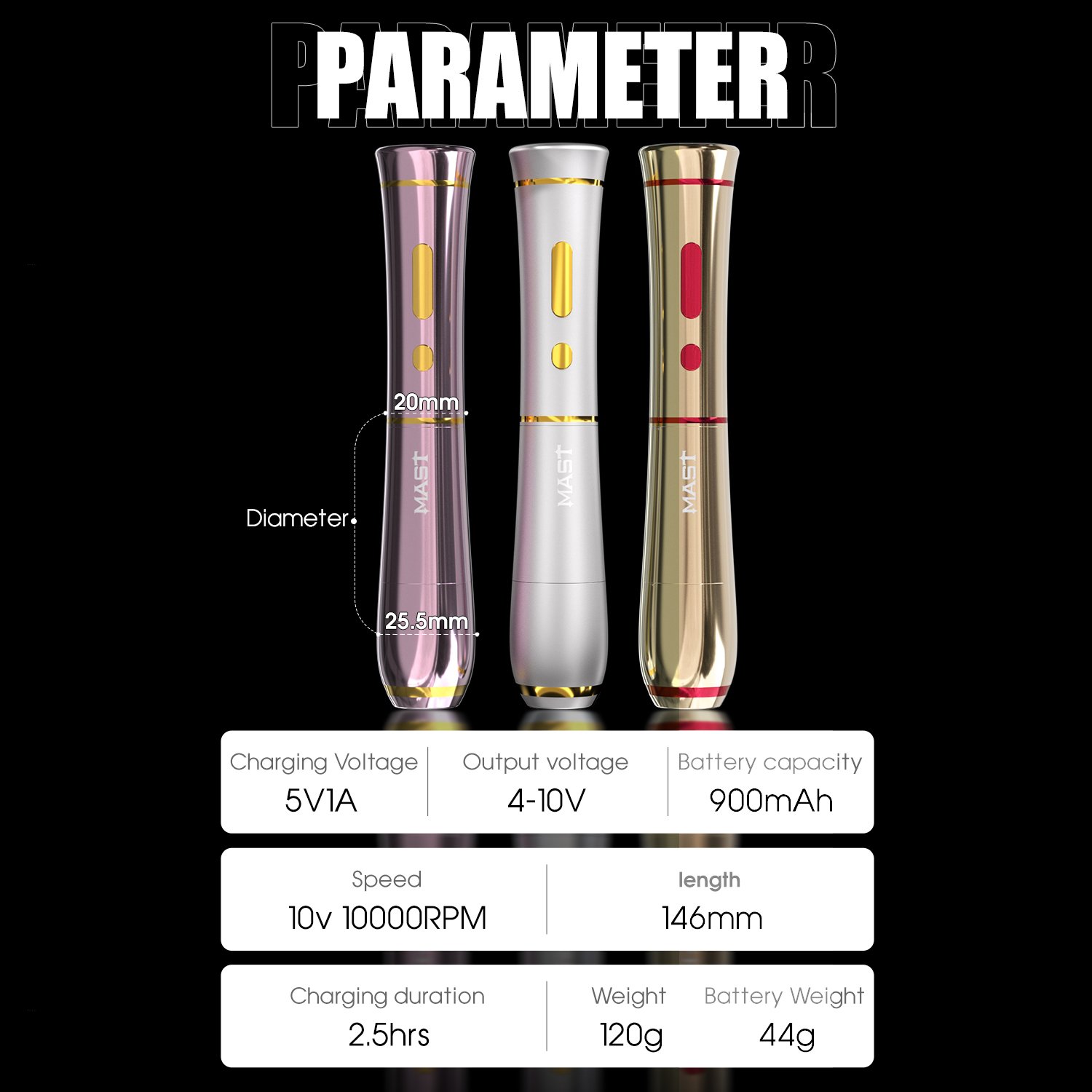 OEM Dragonhawk Mast P40 PMU Wireless PMU SPMU Tattoo Rotary Pen 2.5mm Stroke