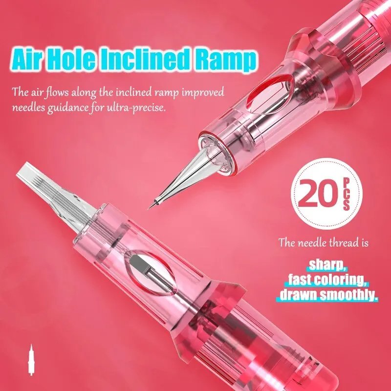 Ambition Pink RL/F 20pcs 0.18mm 0.25mm 0.3mm 0.35mm Round Liner Mix 1RL 3RL 5RL 5F 7F SMP P M U Tattoo Cartridge Needle