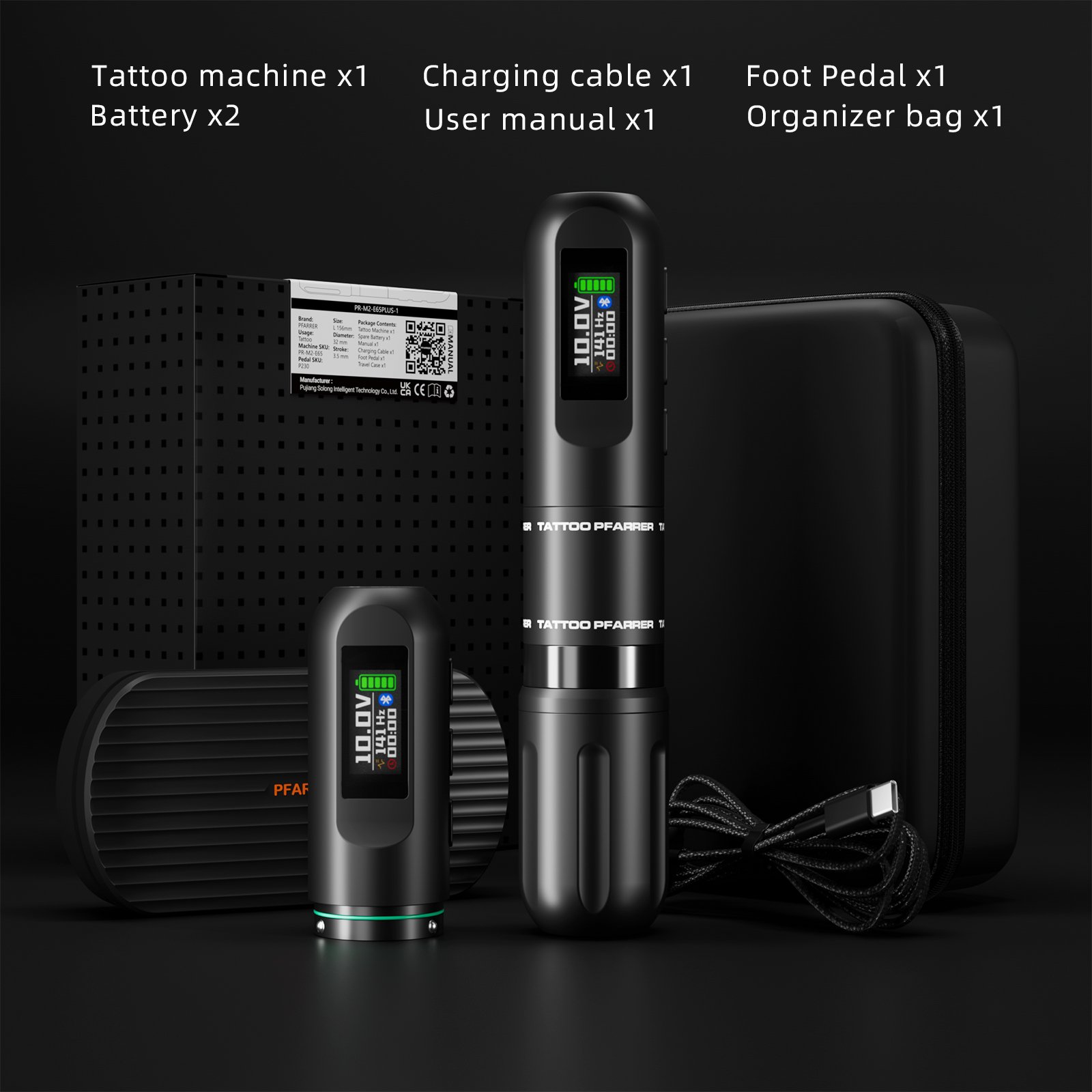 2024 PFARRER New Wholesale Wireless 2 Batteries Rotary Wireless Tattoo Pen machine