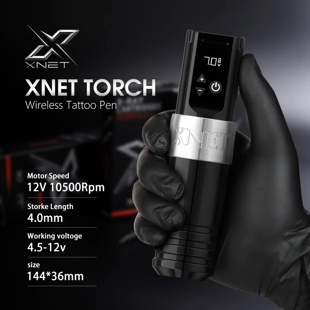 XNET Torch 2400mAh Digital Display Electric Tattoo Gun Professional Wireless Rotary Tattoo Pen Machine for Artist Body Art