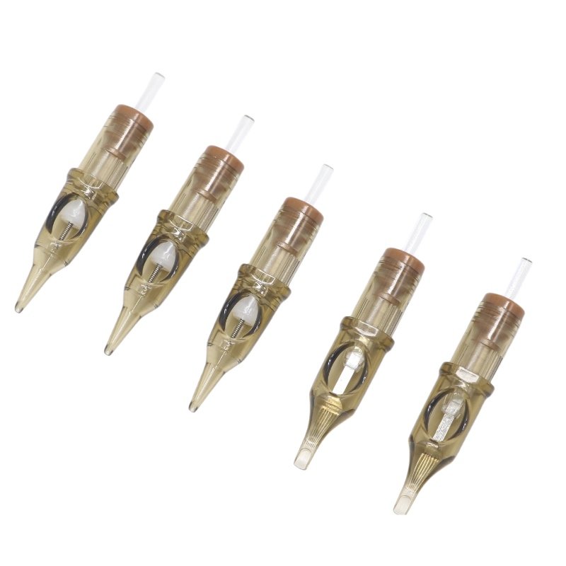 DDQ Brown Transparent Tattoo Cartridge Needles RL 0.35MM Disposable Sterilized Cartridge Needles for Tattoo Machine Pen Supply