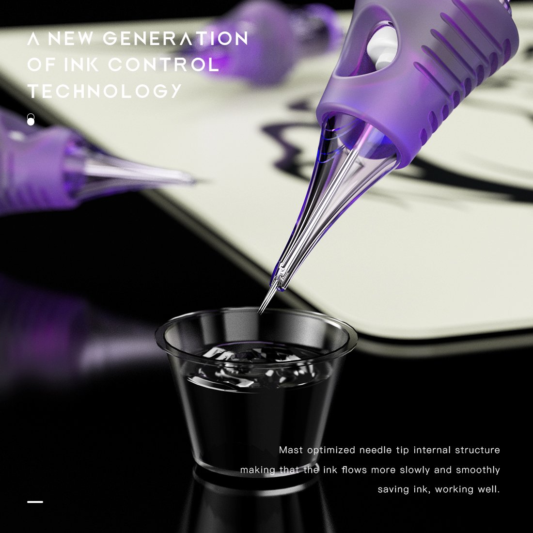 Mast Cyber 2023 New Purple Color Silicon Rubber Case Permanent Makeup Cartridges 1rl Tattoo Needles 0.25m