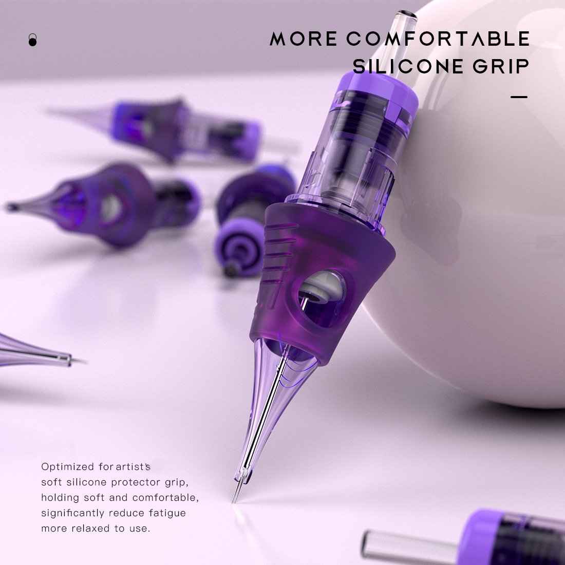 Mast Cyber 2023 New Purple Color Silicon Rubber Case Permanent Makeup Cartridges 1rl Tattoo Needles 0.25m