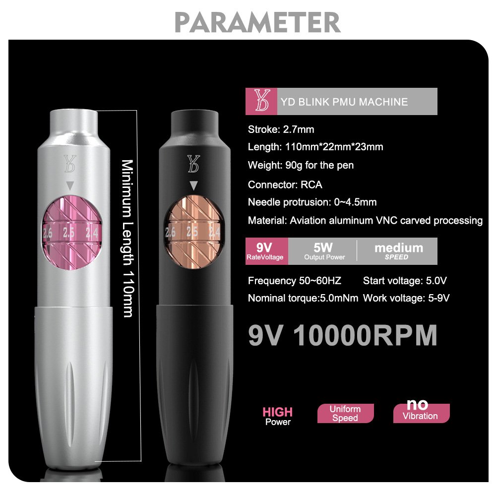 YD Rotary Wireless Blink Machine Digital Power Permanent Makeup Tattoo Machine Battery Tattoo Cartridge Machine