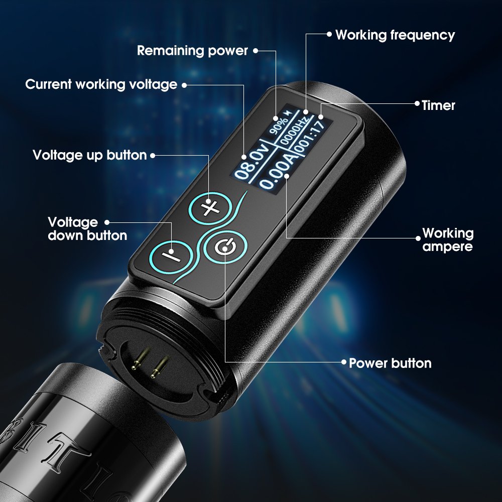Ambition Vibe 2400mAh Brushless Motor 2.5/3.5/4.0/4.5mm Professional Wireless Tattoo Machine Pen Kits with 3pcs Spare Motor
