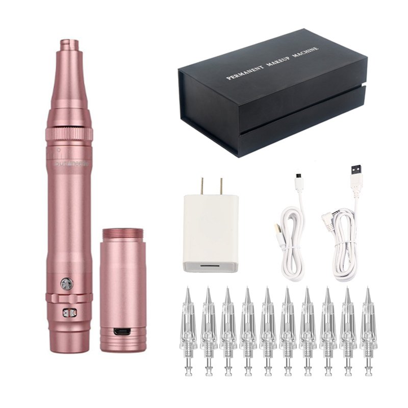 Wireless Matt Black Machine Permanent Makeup Tattoo Machine Microblading Eyebrows Dermograph With Cartridge Needles