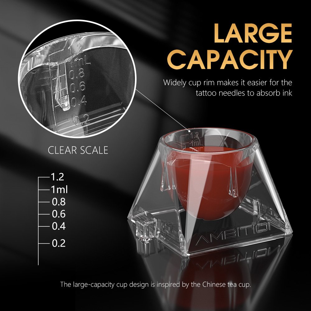 Clear 240pcs Disposable Tattoo Ink Cups Stable Base Sterilized Bag Tattoo Needle Cartridge Holder