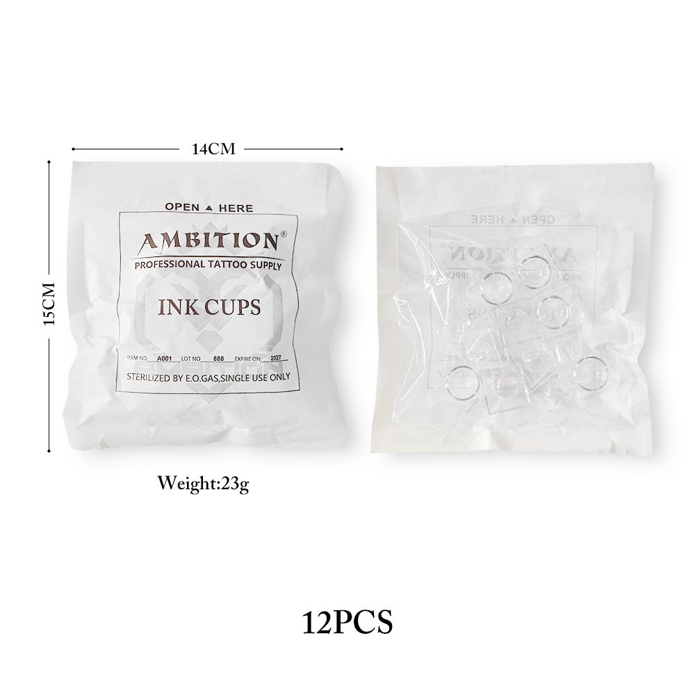 Clear 240pcs Disposable Tattoo Ink Cups Stable Base Sterilized Bag Tattoo Needle Cartridge Holder