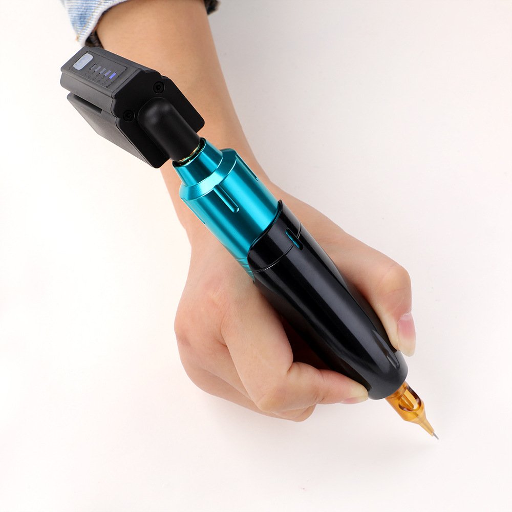 Professional New Model RCA Rotary Tattoo Machine Gun Kit RCA Connector Aluminum Gold Green Electric with Permanent Feature