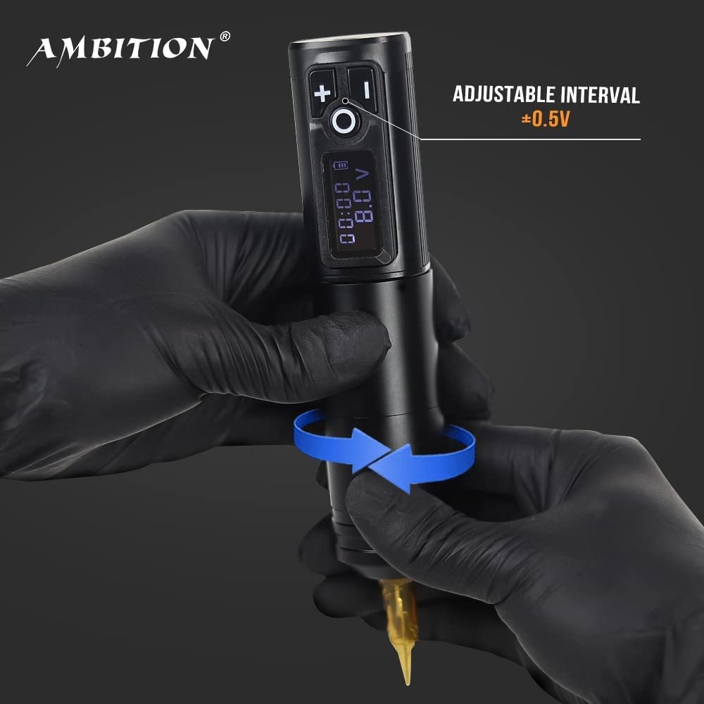 Ambition Ninja Professional Powerful Motor Wireless Rotary Tattoo Pen Machine with Double Battery for Artists Body Art