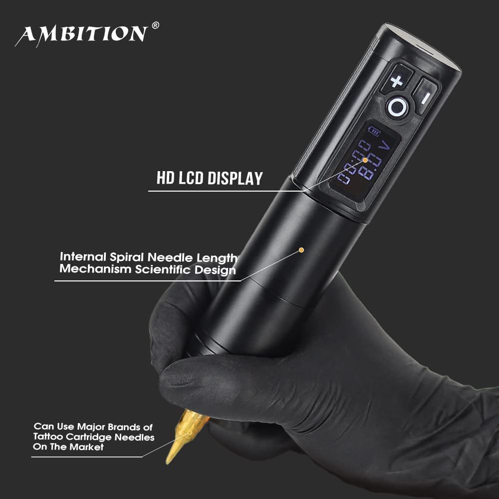 Ambition Ninja Professional Powerful Motor Wireless Rotary Tattoo Pen Machine with Double Battery for Artists Body Art