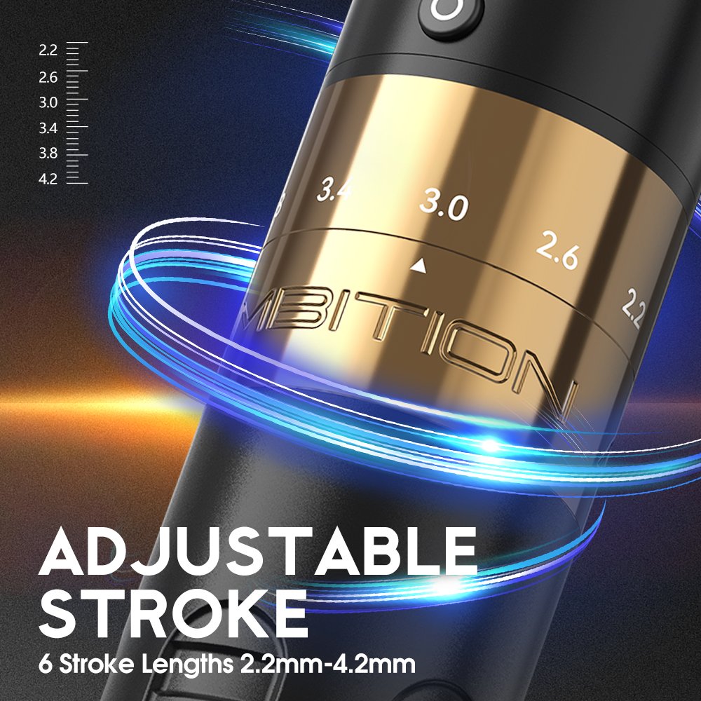 Ambition Seher Powerful Brushless Motor 2.2-4.2mm Adjustable Stroke Professional Rotary Tattoo Pen Machine for Artist Body Art