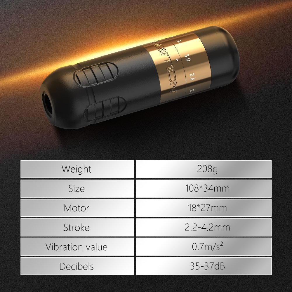 Ambition Seher Powerful Brushless Motor 2.2-4.2mm Adjustable Stroke Professional Rotary Tattoo Pen Machine for Artist Body Art