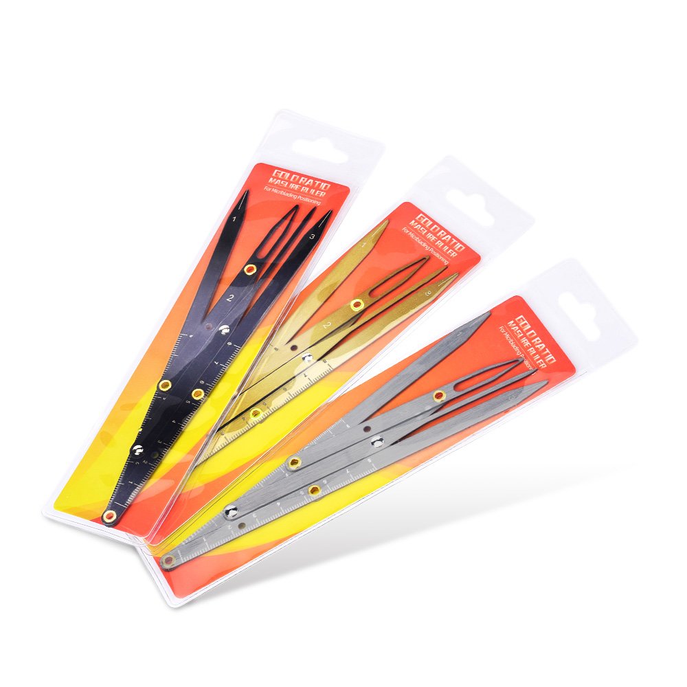 Factory wholesale Customized Logo Stainless Steel Tattoo Eyebrow Ruler Black/Gold/Silver Golden Ratio Eyebrow Ruler