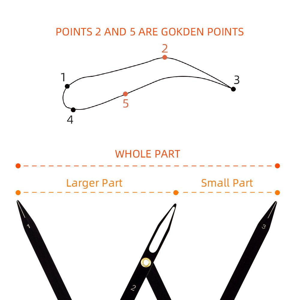 Factory wholesale Customized Logo Stainless Steel Tattoo Eyebrow Ruler Black/Gold/Silver Golden Ratio Eyebrow Ruler