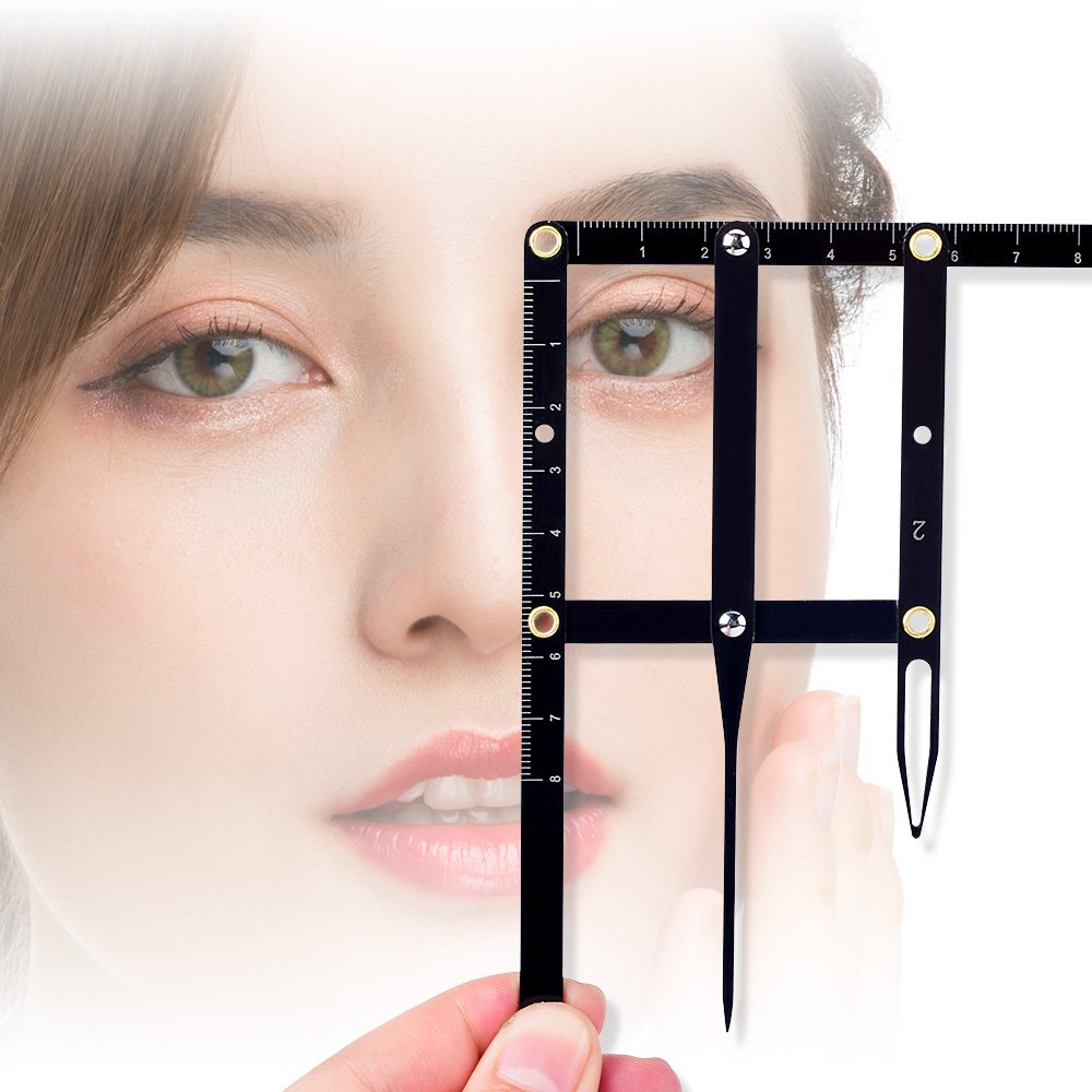 Factory wholesale Customized Logo Stainless Steel Tattoo Eyebrow Ruler Black/Gold/Silver Golden Ratio Eyebrow Ruler