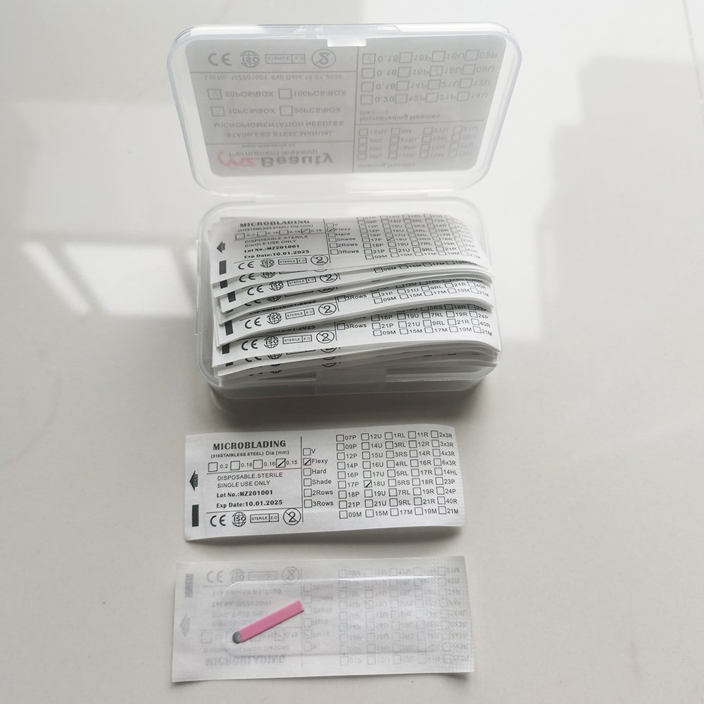 Sharpest Pink 0.15mm Manual Microblading Blade Needle Eyebrow Permanent Makeup Embroidery Micro Nano Blade Needle OEM Customized