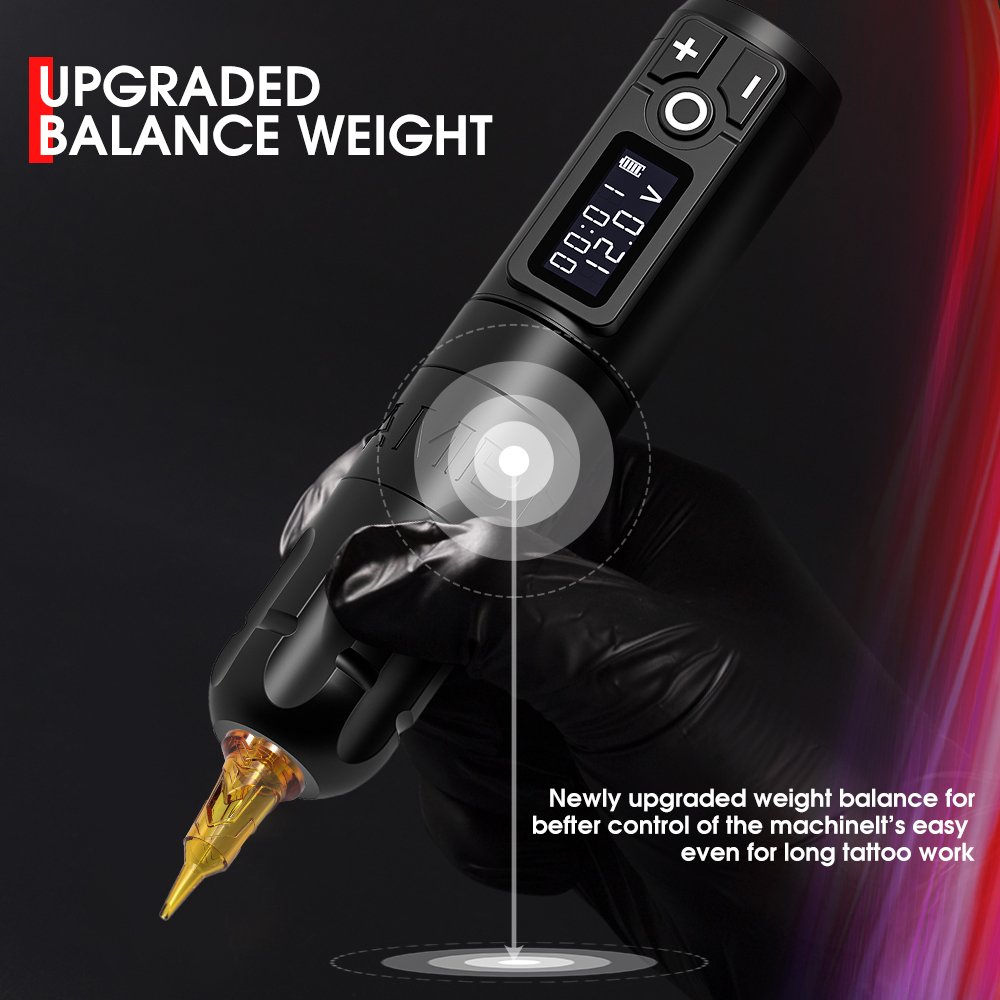 Ambition Soldier 2400mAh Powerful Coreless Motor 4mm Stroke Wireless Rotary Tattoo Pen Machine with Double Battery for Body Art