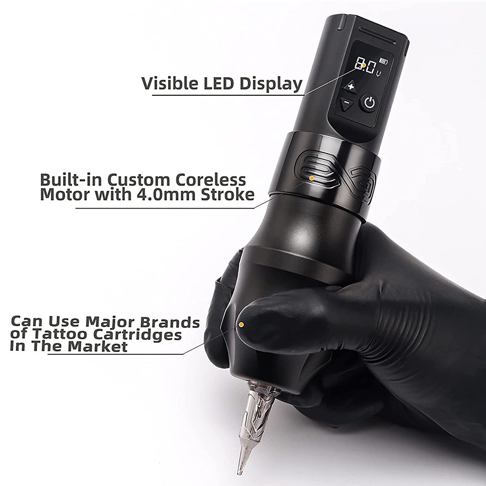 XNET Moteng Powerful Coreless Motor 4mm Stroke Professional Wireless Tattoo Machine Pen Gun for Tattoo Artist