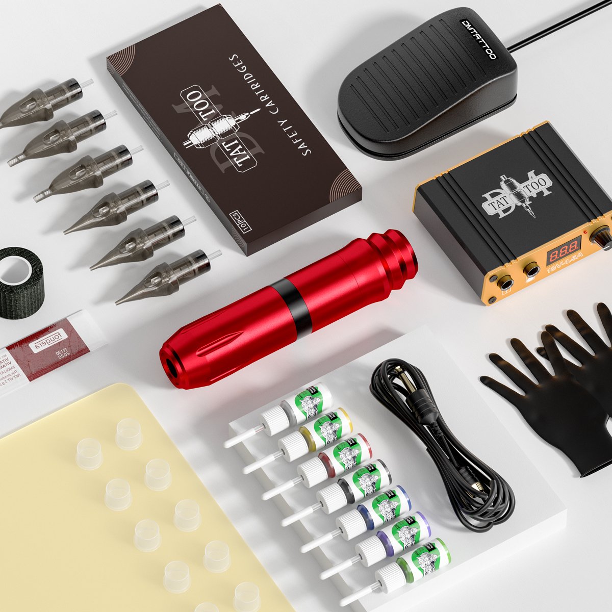 Longman Hot Selling Complete Tattoo Kit With Strong Tattoo Power Supply Professional Tattoo Rotary Pen Battery Machine Set