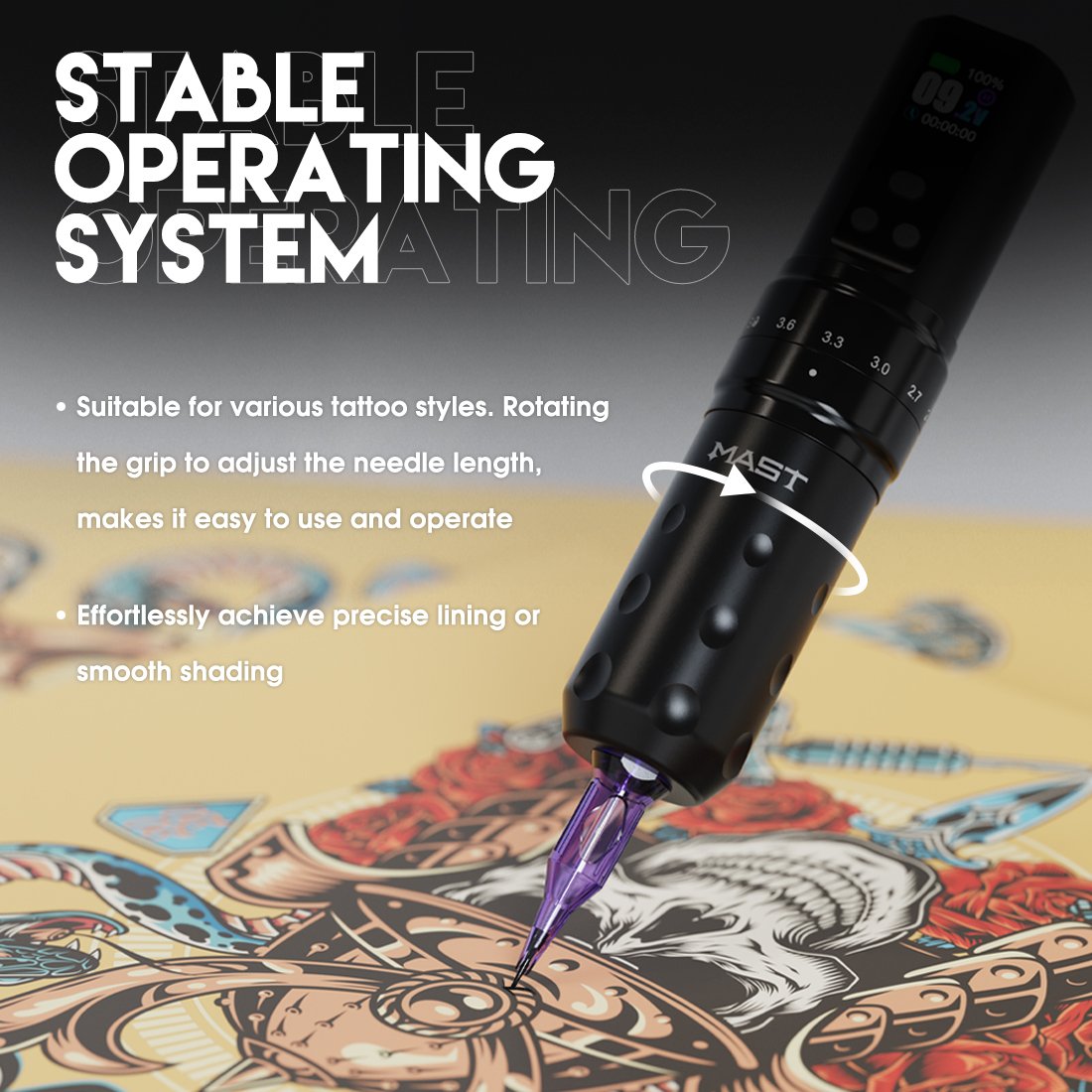 MAST Wireless Stroke adjustable tattoo machine pen working time 5-7 hours