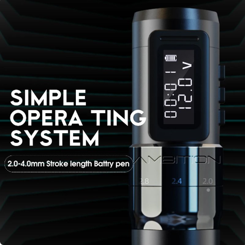 Ambition Digital Display Tattoo Machine Pen Adjustable Stroke Lithium Battery Tattoo Pen for Tattoo Artists