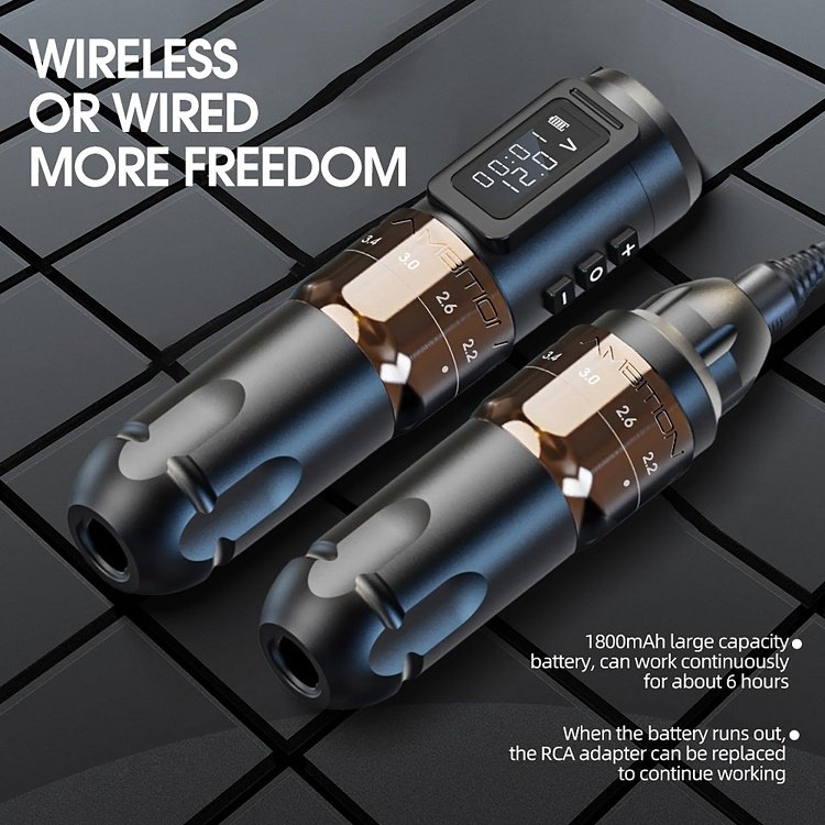 Ambition 1800mAh Powerful Coreless Motor 2.2-4.2mm 6 Stroke Professional Wireless Tattoo Machine Pen Ambition Mars-U