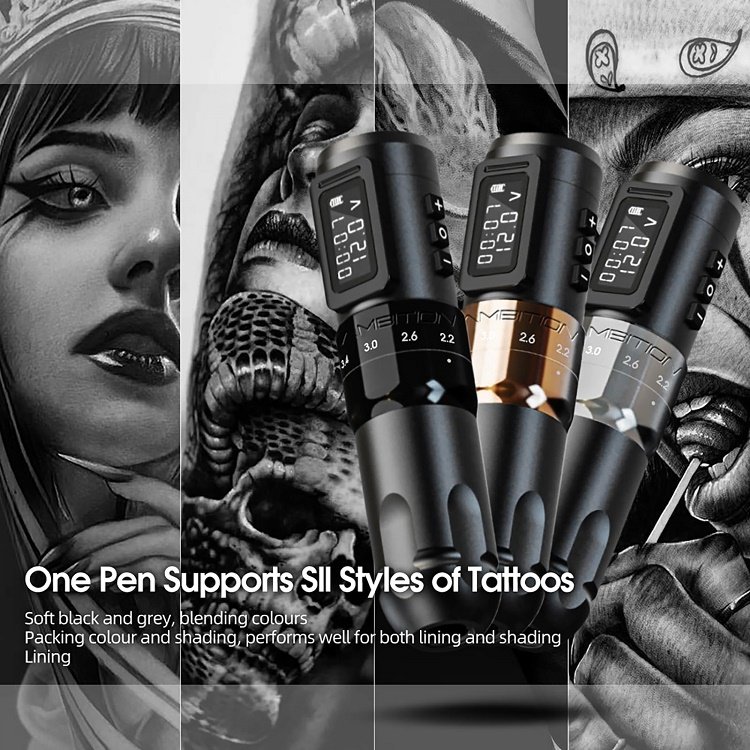 Ambition 1800mAh Powerful Coreless Motor 2.2-4.2mm 6 Stroke Professional Wireless Tattoo Machine Pen Ambition Mars-U