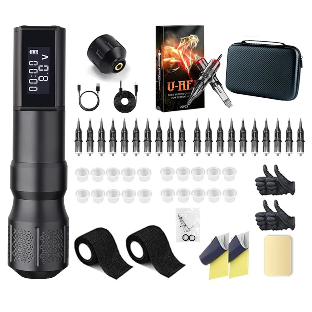 XNET Professional Wireless Tattoo Machine Complete Full Set Kit With Needle Cartridge and Tattoo Accessories for Body Art