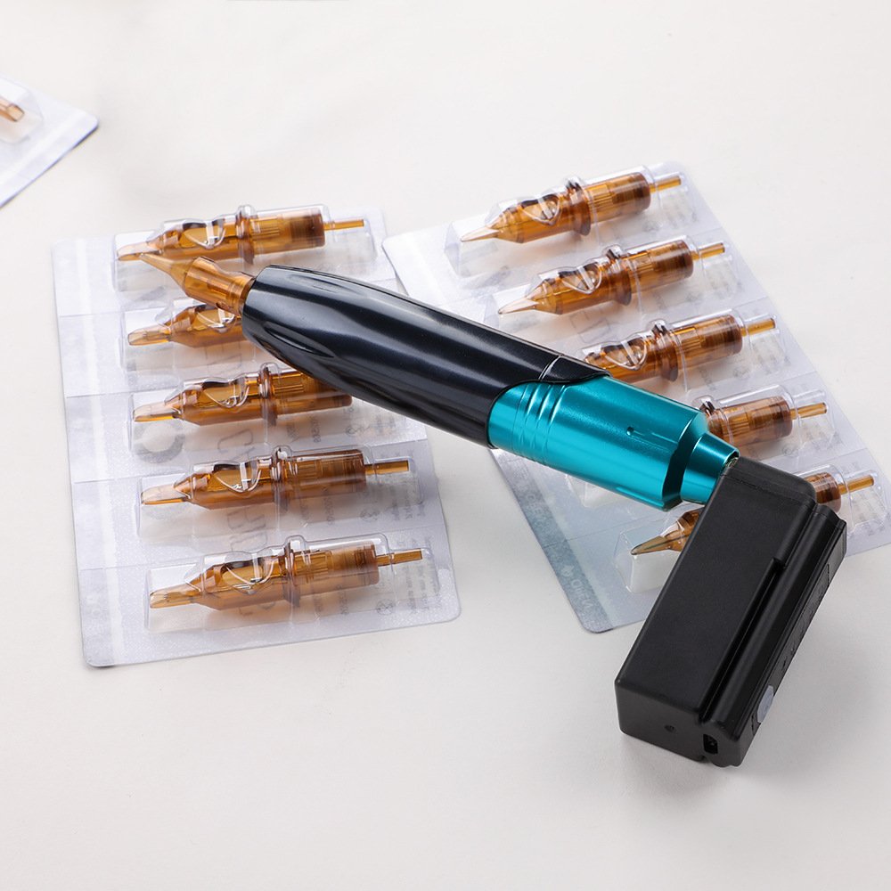 New Hand Tattoo Machine Set Permanent Bandage Manual Power Supply 20pcs Needle Cartridge Tattoo Kit