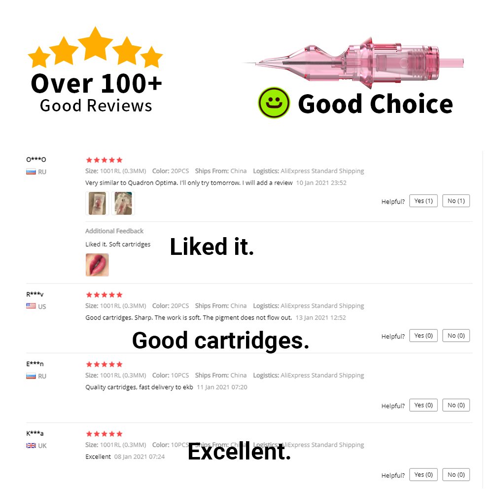 Universal 1R Needles Permanent Make Up Cartridge Supplies Beauty Studio Pink 0.25mm Permanent Makeup Machine Needle
