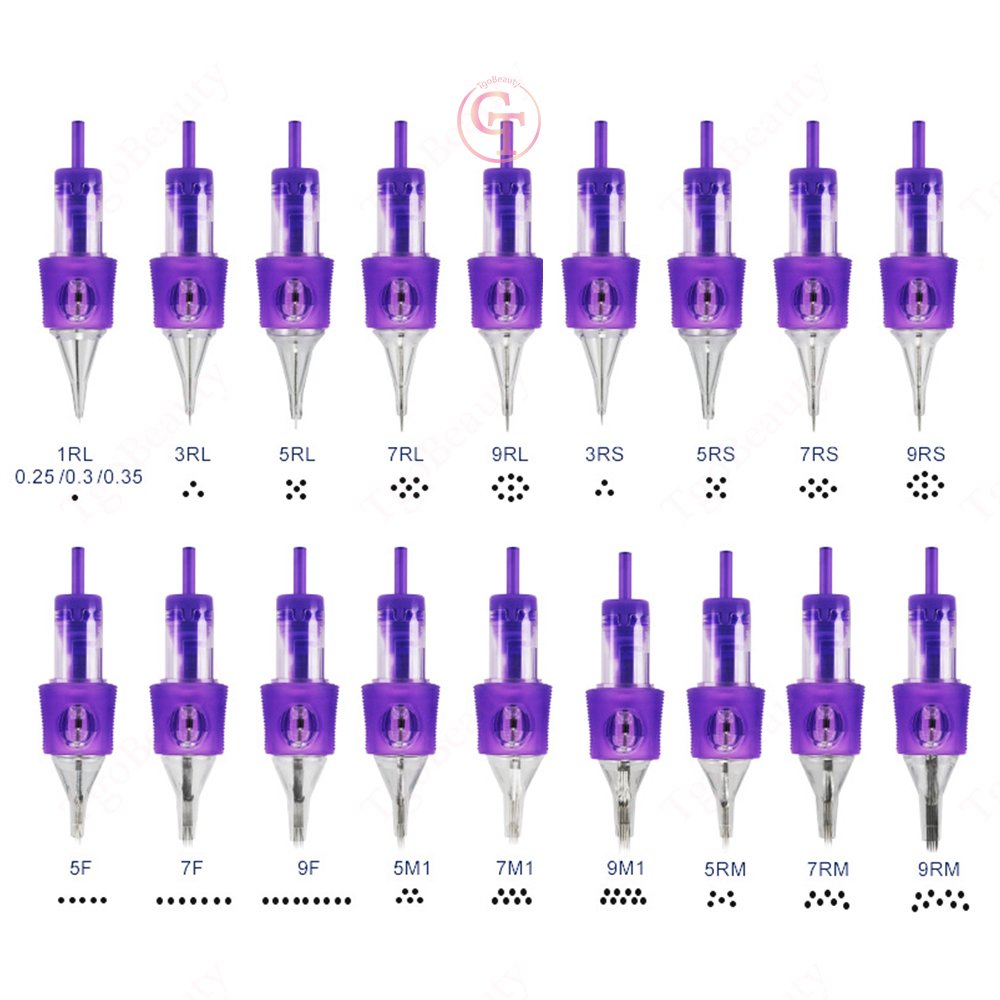 Professional Tattoo Cartridge Needles Disposable Purple Sterilized Tattoo Membrane Needles for SMP Artist
