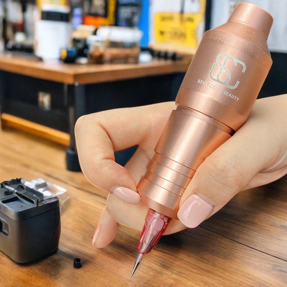 Aurora Wireless PMU Tattoo Gun Cosmetic Lithium Battery for Eyebrow and Permanent Makeup Includes 3 Tattoo Cartridge Needles