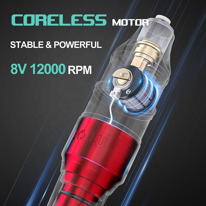 Wholesale Flux Portable Wolu Red Electric Adjustable Stroke Eyebrow Tattoo Gun Pen Set Rotary Wireless Full Tattoo Machine Kit