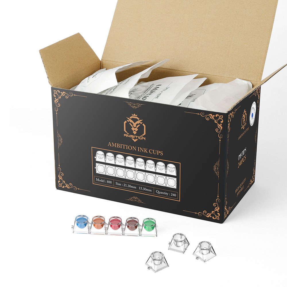 High Quality 240pcs Disposable Tattoo Ink Cups Stable Base Tattoo Needle Cartridge Holder