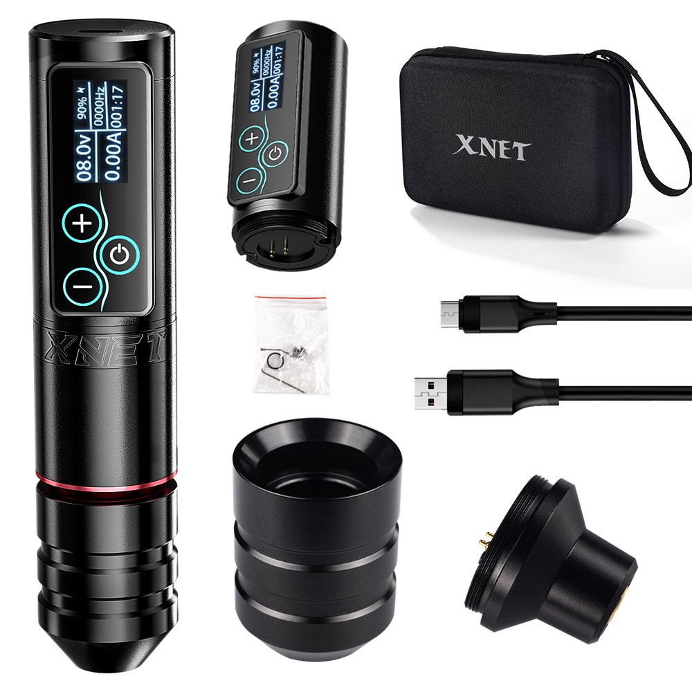 XNET VANE 2400mAh Touch Screen Battery Brushless Motor Professional Wireless Tattoo Pen Machine with Double Battery for Body Art