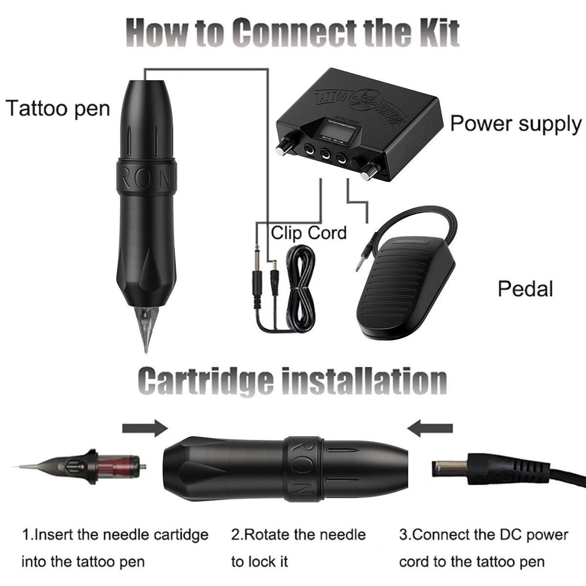 Private Label Full Package Rotary Tattoo Pen Set Permanent Makeup Tatuaje Machine Kits Body Art