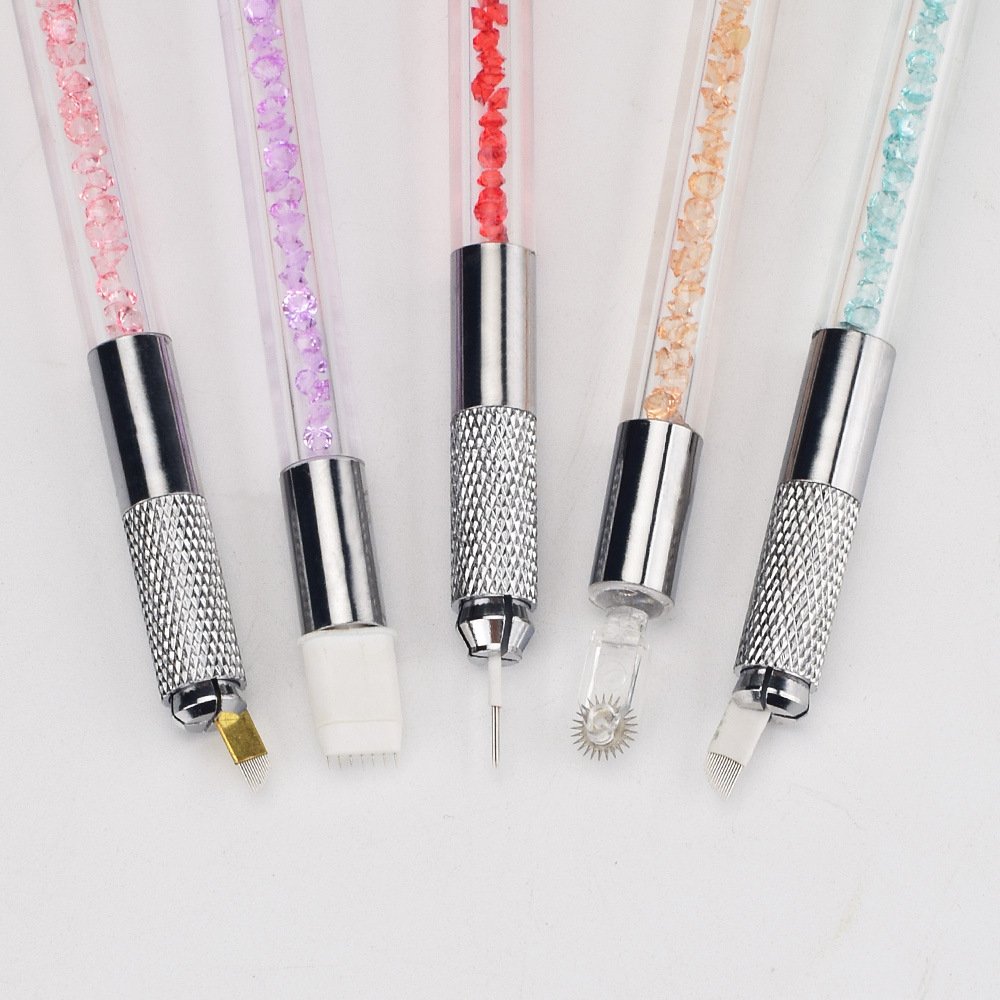 Hadiyah Wholesale High Quality Crystal Dual Head Microblading Permanent Makeup Manual Pen Eyebrow Tattoo Accessories